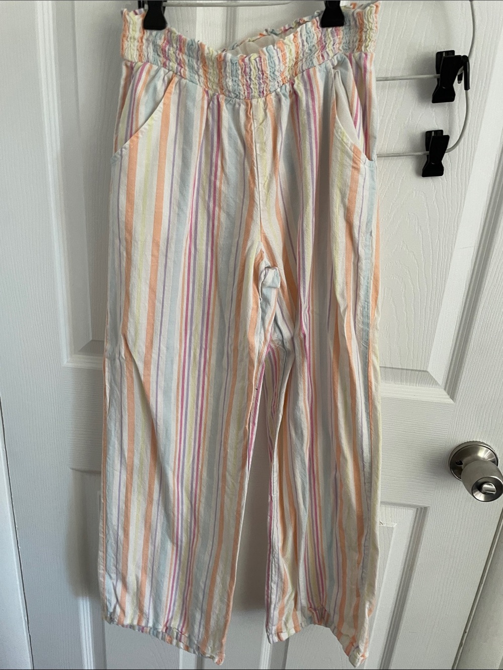 Cat & Jack White Top with Pastel Rainbow Stripes